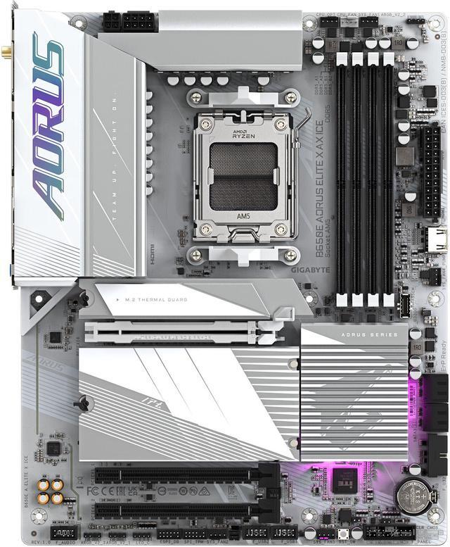 Alt view image 7 of 7 - GIGABYTE B650E AORUS ELITE X AX ICE AM5 LGA 1718 AMD B650 ATX Motherboard with 5-Year Warranty, DDR5, 3x M.2, PCIe 5.0, USB 3.2 Gen2X2 Type-C, WiFi 6E, 2.5GbE LAN, Q-Flash Plus, EZ-Latch Plus