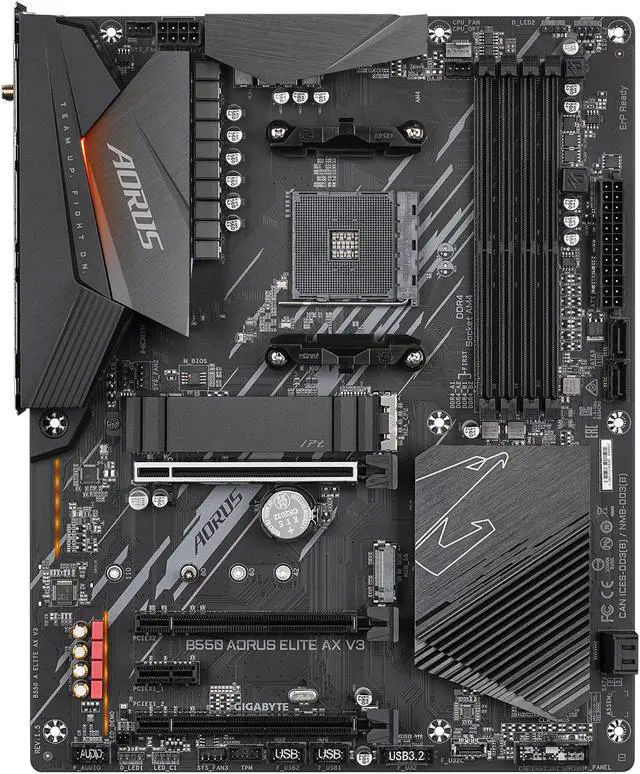 Alt view image 2 of 5 - GIGABYTE B550 AORUS ELITE AX V3 AM4 AMD B550 ATX Motherboard with Dual M.2, SATA 6Gb/s, USB 3.2 Gen 2, Wi-Fi 6, 1GbE LAN, PCIe 4.0