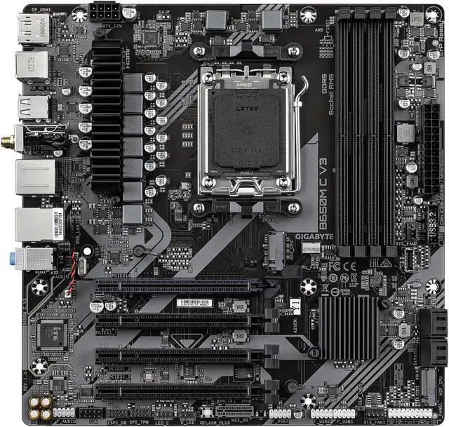 Alt view image 2 of 4 - GIGABYTE B650M C V3 (rev. 1.0) AM5 LGA 1718 AMD B650 M-ATX Motherboard, DDR5, PCIe 4.0 M.2, PCIe 4.0, USB 3.2 Gen1 Type-C, 1GbE LAN, Q-Flash Plus, EZ-Latch