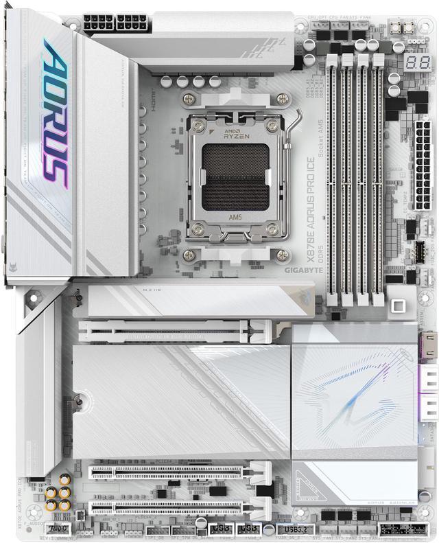Alt view image 2 of 5 - GIGABYTE X870E AORUS PRO ICE AM5 LGA 1718, ATX, DDR5, 4x M.2, PCIe 5.0, USB4, Wi-Fi 7, 2.5GbE LAN, EZ-Latch, 5-Year Warranty