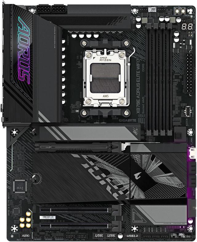 Alt view image 2 of 5 - GIGABYTE X870E AORUS ELITE WIFI7 AM5 LGA 1718, ATX, DDR5, 4x M.2, PCIe 5.0, USB4, Wi-Fi 7, 2.5GbE LAN, EZ-Latch, 5-Year Warranty