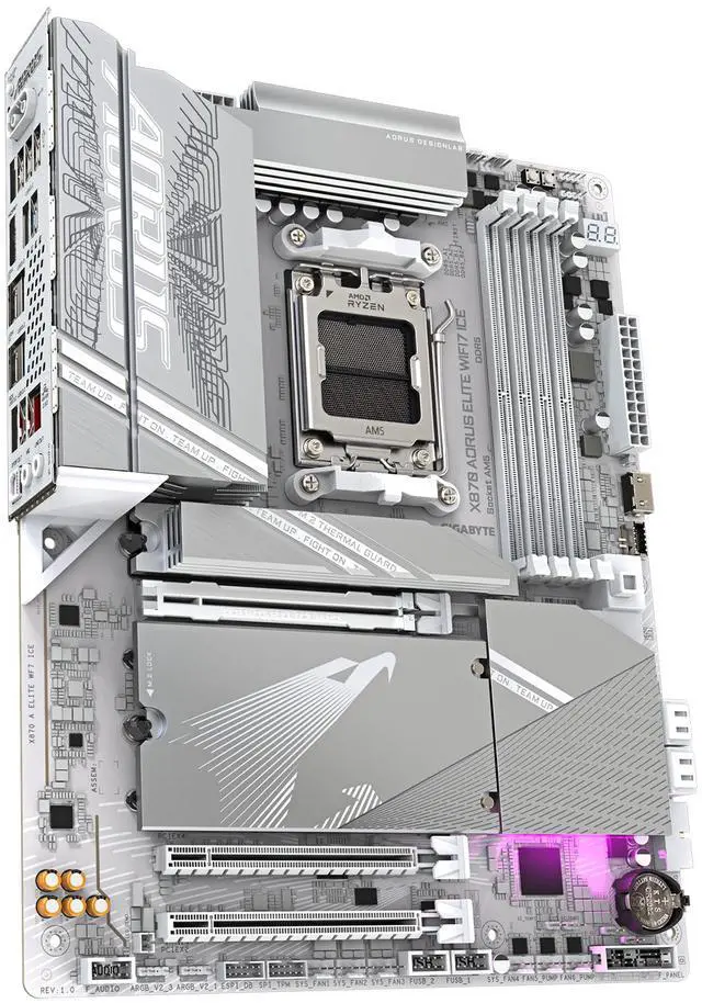 Alt view image 4 of 5 - GIGABYTE X870 AORUS ELITE WIFI7 ICE AM5 LGA 1718, ATX, DDR5, 4x M.2, PCIe 5.0, USB4, Wi-Fi 7, 2.5GbE LAN, EZ-Latch, 5-Year Warranty