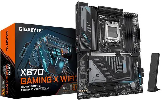 Main image of GIGABYTE X870 GAMING X WIFI7 AM5 LGA 1718, ATX, DDR5, 4x M.2, PCIe 5.0, USB4, Wi-Fi 7, 2.5GbE LAN, EZ-Latch, 5-Year Warranty