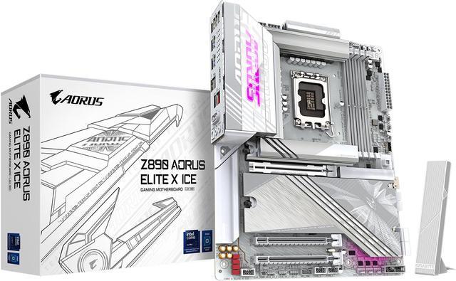 Main image of GIGABYTE Z890 AORUS ELITE X ICE Ultra Core (Series 2) LGA 1851, ATX, DDR5, 5x M.2, PCIe 5.0, Thunderbolt 4, WIFI7, 2.5GbE LAN, EZ-Latch