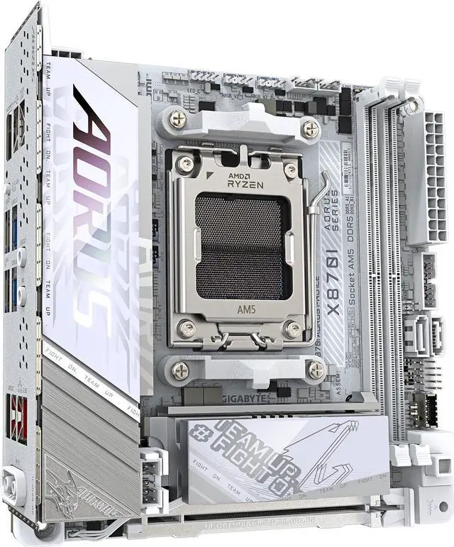 Alt view image 2 of 6 - GIGABYTE X870I AORUS PRO ICE AMD AM5 LGA 1718 Motherboard, Mini-ITX, DDR5, 2x M.2, PCIe 5.0, USB-C, WIFI7, 2.5GbE LAN, EZ-Latch, 5-Year Warranty