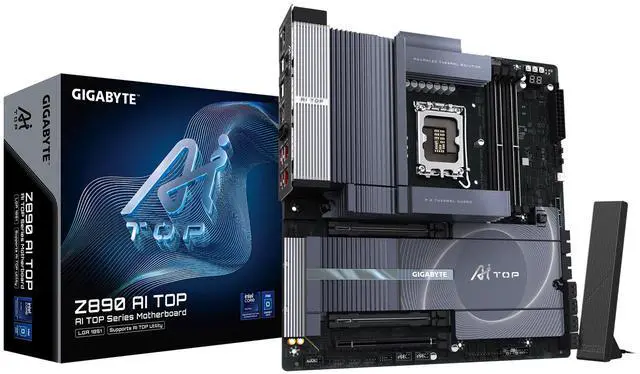 Main image of GIGABYTE Z890 AI TOP Intel Core Ultra (Series 2) LGA 1851 Motherboard, E-ATX, DDR5, 4x M.2, PCIe 5.0, Thunderbolt 5, WIFI7, 10GbE LAN, EZ-Latch