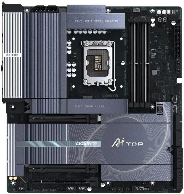 Alt view image 3 of 5 - GIGABYTE Z890 AI TOP Intel Core Ultra (Series 2) LGA 1851 Motherboard, E-ATX, DDR5, 4x M.2, PCIe 5.0, Thunderbolt 5, WIFI7, 10GbE LAN, EZ-Latch