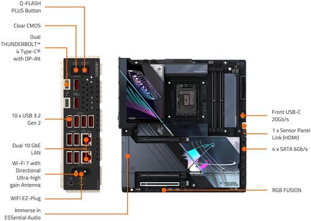 Alt view image 5 of 5 - GIGABYTE Z890 AORUS MASTER AI TOP Intel Core Ultra (Series 2) LGA 1851 Motherboard, E-ATX, DDR5, 4x M.2, PCIe 5.0, Thunderbolt 4, WIFI7, 10GbE LAN, EZ-Latch