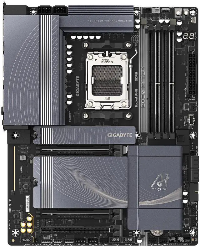 Alt view image 2 of 4 - GIGABYTE B850 AI TOP AMD AM5 LGA 1718 Motherboard, ATX, DDR5, 3x M.2, PCIe 5.0, USB-C, WIFI7, 10GbE LAN, EZ-Latch
