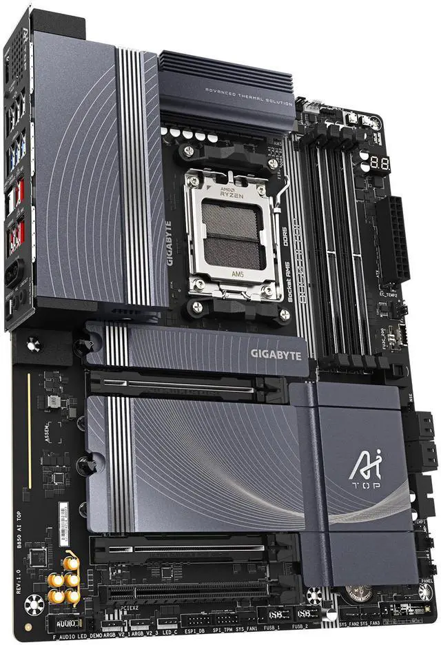 Alt view image 3 of 4 - GIGABYTE B850 AI TOP AMD AM5 LGA 1718 Motherboard, ATX, DDR5, 3x M.2, PCIe 5.0, USB-C, WIFI7, 10GbE LAN, EZ-Latch