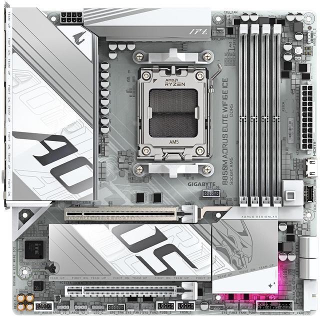 Alt view image 2 of 4 - GIGABYTE B850M AORUS ELITE WIFI6E ICE AMD AM5 LGA 1718 Motherboard, mATX, DDR5, 2x M.2, PCIe 5.0, USB-C, WIFI6E, 2.5GbE LAN, EZ-Latch, 5-Year Warranty
