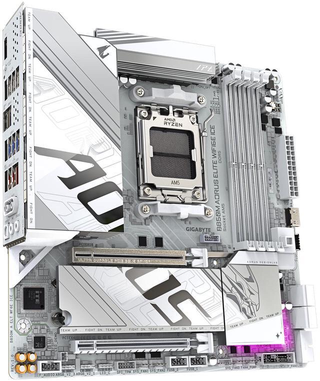 Alt view image 3 of 4 - GIGABYTE B850M AORUS ELITE WIFI6E ICE AMD AM5 LGA 1718 Motherboard, mATX, DDR5, 2x M.2, PCIe 5.0, USB-C, WIFI6E, 2.5GbE LAN, EZ-Latch, 5-Year Warranty