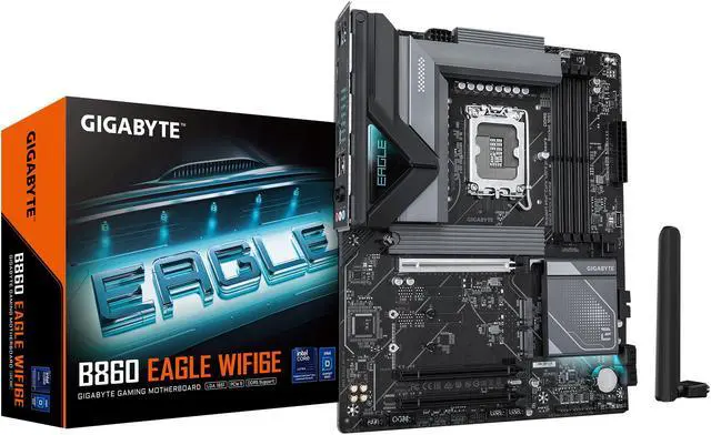 Main image of GIGABYTE B860 EAGLE WIFI6E Intel Core Ultra (Series 2) LGA 1851 Motherboard, ATX, DDR5, 3x M.2, PCIe 5.0, USB-C, WIFI6E, 2.5GbE LAN, EZ-Latch