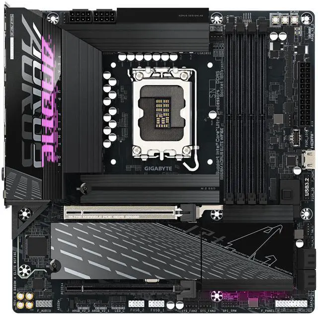 Alt view image 2 of 4 - GIGABYTE B860M AORUS ELITE WIFI6E Intel Core Ultra (Series 2) LGA 1851 Motherboard, mATX, DDR5, 3x M.2, PCIe 5.0, USB-C, WIFI6E, 2.5GbE LAN, EZ-Latch