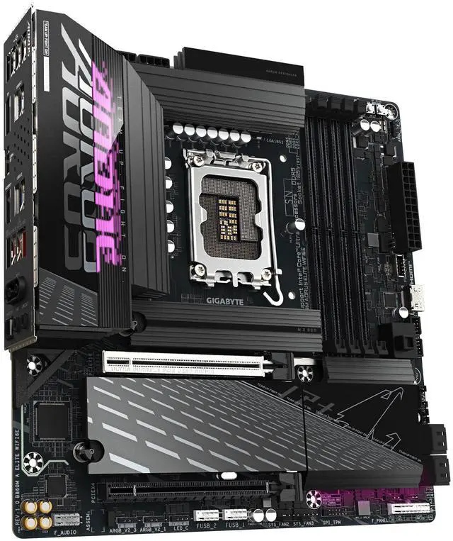 Alt view image 3 of 4 - GIGABYTE B860M AORUS ELITE WIFI6E Intel Core Ultra (Series 2) LGA 1851 Motherboard, mATX, DDR5, 3x M.2, PCIe 5.0, USB-C, WIFI6E, 2.5GbE LAN, EZ-Latch