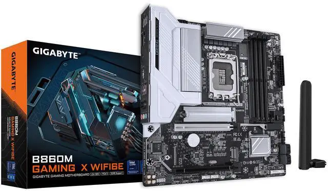 Main image of GIGABYTE B860M GAMING X WIFI6E Intel Core Ultra (Series 2) LGA 1851 Motherboard, mATX, DDR5, 2x M.2, PCIe 5.0, USB-C, WIFI6E, 2.5GbE LAN, EZ-Latch