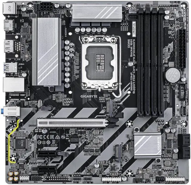 Alt view image 2 of 4 - GIGABYTE B860M D3HP Intel Core Ultra (Series 2) LGA 1851 Motherboard, mATX, DDR5, 2x M.2, PCIe 5.0, USB-C, 1GbE LAN, EZ-Latch