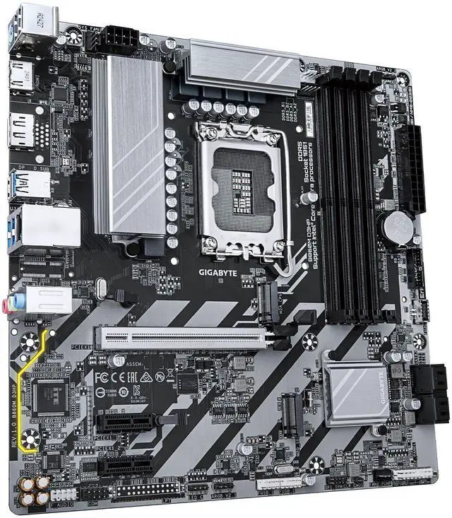Alt view image 3 of 4 - GIGABYTE B860M D3HP Intel Core Ultra (Series 2) LGA 1851 Motherboard, mATX, DDR5, 2x M.2, PCIe 5.0, USB-C, 1GbE LAN, EZ-Latch