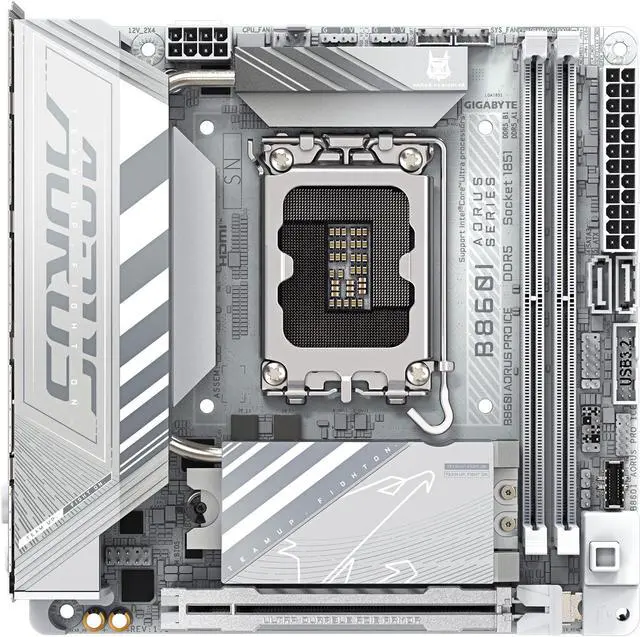 Alt view image 2 of 4 - GIGABYTE B860I AORUS PRO ICE Intel Core Ultra (Series 2) LGA 1851 Motherboard, Mini-ITX, DDR5, 2x M.2, PCIe 5.0, Thunderbolt 4, WIFI7, 2.5GbE LAN, EZ-Latch