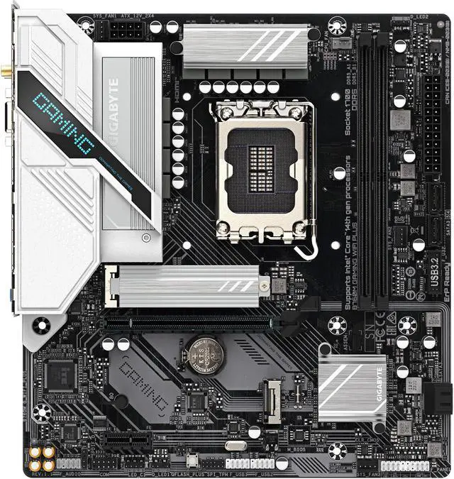 Alt view image 2 of 5 - GIGABYTE B760M GAMING PLUS WIFI LGA 1700 Intel B760 M-ATX Motherboard with DDR5, 2* M.2, PCIe 4.0, USB Type-C, WiFi 6, 2.5 GbE LAN, Q-Flash Plus, PCIe EZ-Latch