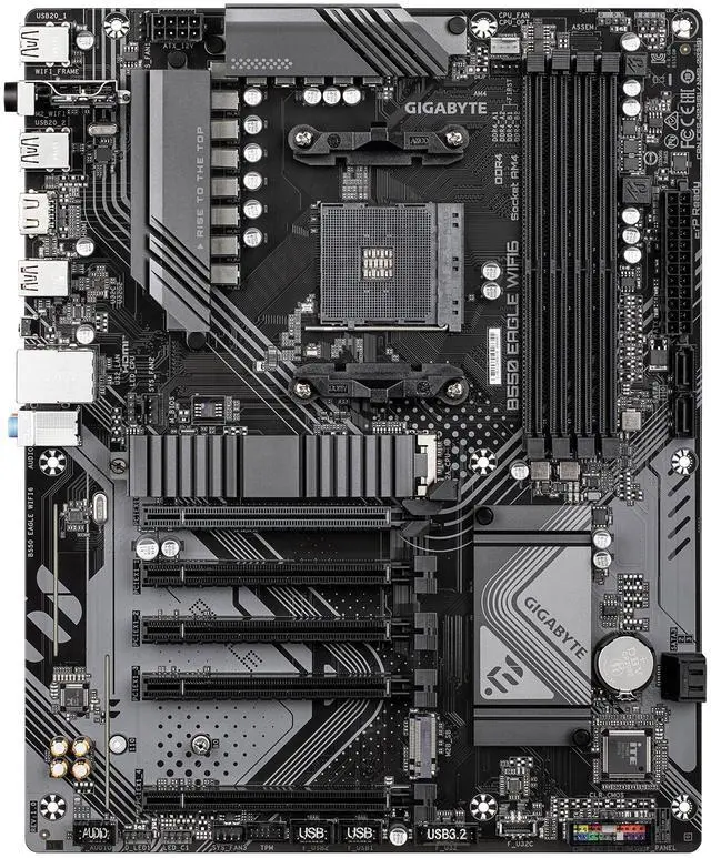 Alt view image 2 of 5 - GIGABYTE B550 EAGLE WIFI6 Motherboard, Supports AMD AM4 Ryzen 5000 Processors, ATX, DDR4, 2x M.2, PCIe 4.0, WIFI6, 1GbE LAN, EZ-Latch