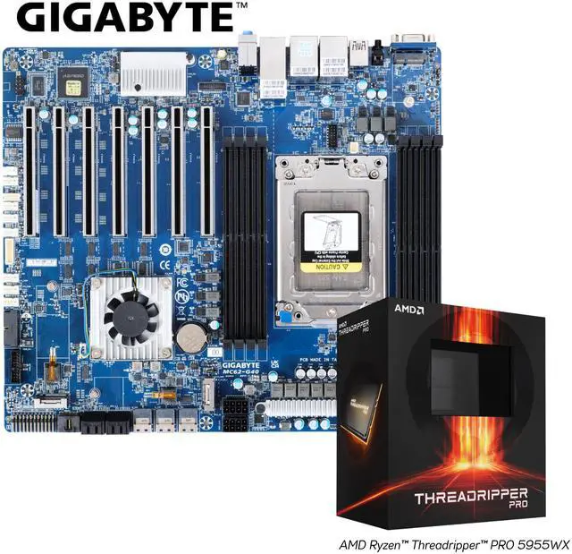 Main image of GIGABYTE MC62-G40 AMD Ryzen Threadripper PRO Workstation Board with AMD Threadropper Pro 5955WX Bundle Deal,16-core, 32-Thread, Processor Integrated by GIGABYTE