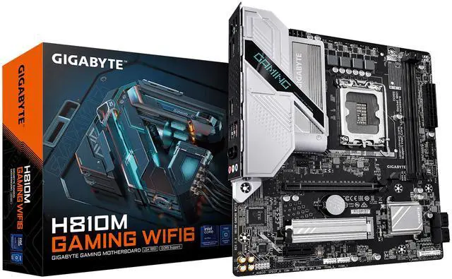Main image of GIGABYTE H810M GAMING WIFI6 Intel Core Ultra (Series 2) LGA 1851 Motherboard, mATX, DDR5, 1x M.2, PCIe 5.0, USB-C, WIFI6, 2.5GbE LAN, EZ-Latch