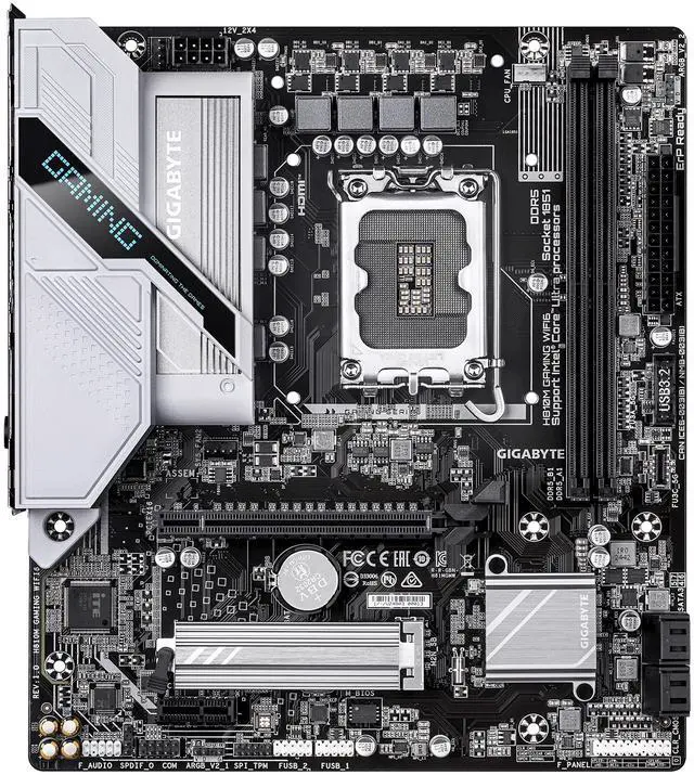 Alt view image 2 of 5 - GIGABYTE H810M GAMING WIFI6 Intel Core Ultra (Series 2) LGA 1851 Motherboard, mATX, DDR5, 1x M.2, PCIe 5.0, USB-C, WIFI6, 2.5GbE LAN, EZ-Latch