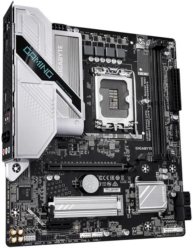 Alt view image 3 of 5 - GIGABYTE H810M GAMING WIFI6 Intel Core Ultra (Series 2) LGA 1851 Motherboard, mATX, DDR5, 1x M.2, PCIe 5.0, USB-C, WIFI6, 2.5GbE LAN, EZ-Latch