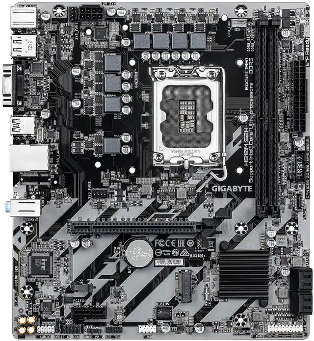 Alt view image 2 of 5 - GIGABYTE H810M S2H Intel Core Ultra (Series 2) LGA 1851 Motherboard, mATX, DDR5, 1x M.2, PCIe 4.0, USB 3.2 Gen1, 1GbE LAN, EZ-Latch