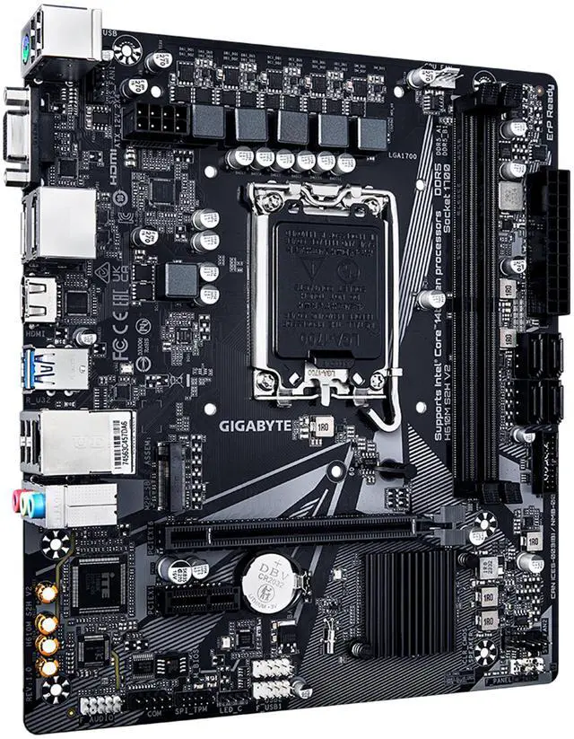 Alt view image 3 of 5 - GIGABYTE H610M S2H V2 Motherboard, Supports 14th/13th/12th Gen Intel Core Processors (LGA 1700), mATX, DDR5, 1x M.2, PCIe 4.0, USB-C, HDMI, 2x DisplayPort, D-Sub, 1GbE LAN