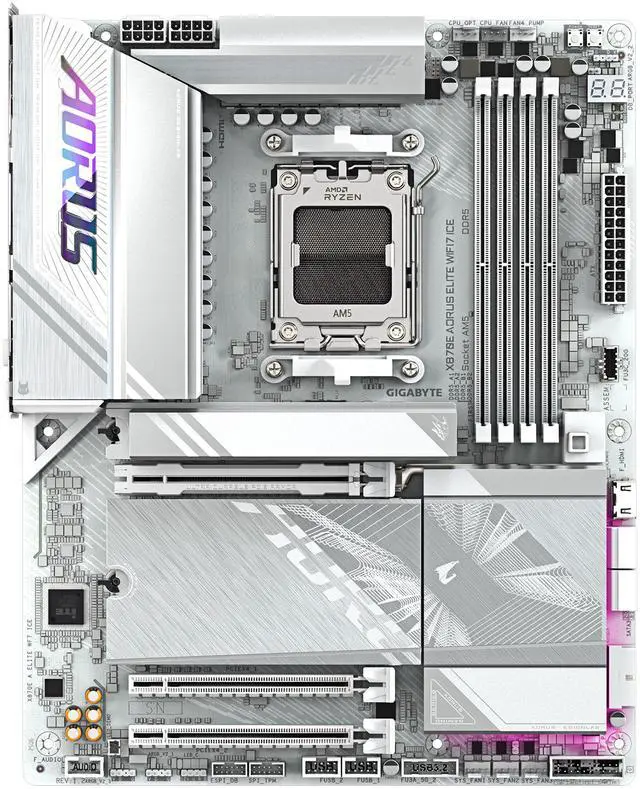 Alt view image 2 of 6 - GIGABYTE X870E AORUS ELITE WIFI7 ICE AMD AM5 LGA 1718 Motherboard, ATX, DDR5, 4x M.2, PCIe 5.0, USB4, WIFI7, 2.5GbE LAN, EZ-Latch, 5-Year Warranty