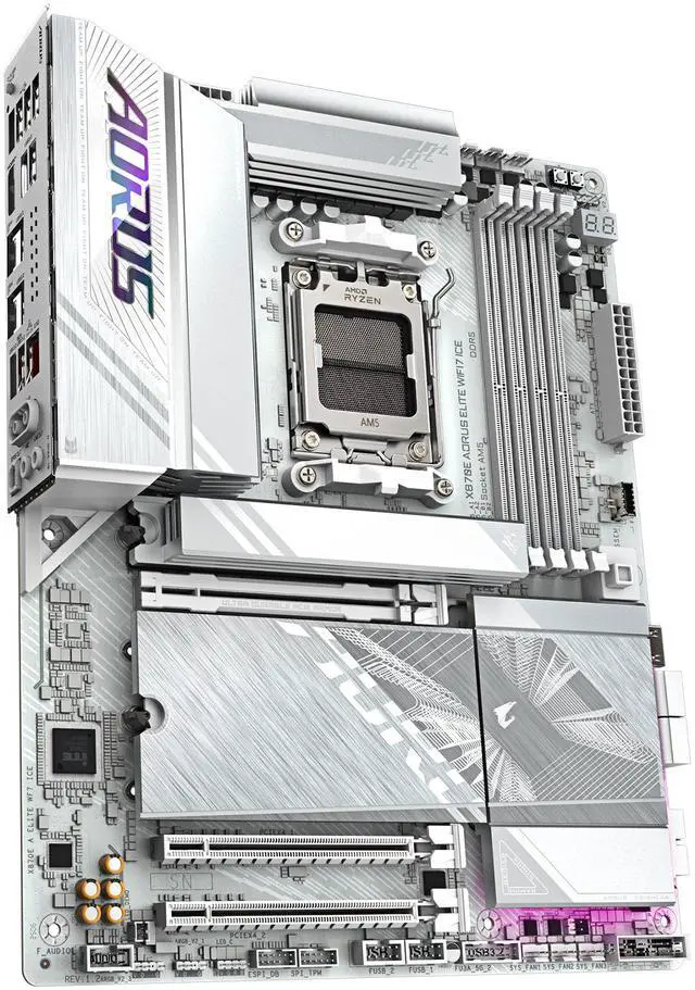Alt view image 3 of 6 - GIGABYTE X870E AORUS ELITE WIFI7 ICE AMD AM5 LGA 1718 Motherboard, ATX, DDR5, 4x M.2, PCIe 5.0, USB4, WIFI7, 2.5GbE LAN, EZ-Latch, 5-Year Warranty