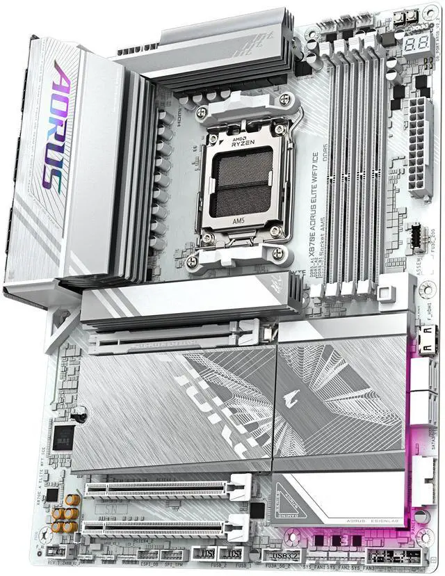 Alt view image 4 of 6 - GIGABYTE X870E AORUS ELITE WIFI7 ICE AMD AM5 LGA 1718 Motherboard, ATX, DDR5, 4x M.2, PCIe 5.0, USB4, WIFI7, 2.5GbE LAN, EZ-Latch, 5-Year Warranty