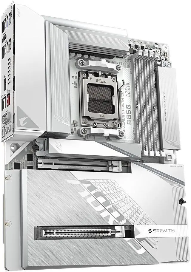 Alt view image 3 of 7 - GIGABYTE B850 AORUS STEALTH ICE AMD AM5 Motherboard, ATX, DDR5, 4x M.2, PCIe 5.0, USB-C, WIFI7, 5GbE LAN, EZ-Latch,