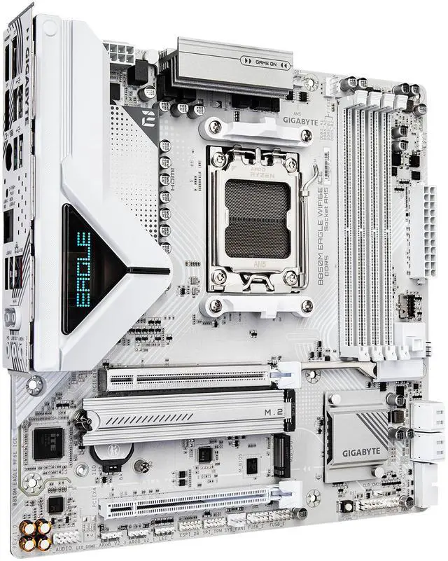 Alt view image 3 of 5 - GIGABYTE B850M EAGLE WIFI6E ICE AMD AM5 Motherboard, M-ATX, DDR5, 2x M.2, PCIe 5.0, USB-C, USB 3.2 Gen 2, WIFI6E, 2.5GbE LAN, EZ-Latch, Wi-Fi EZ-Plug