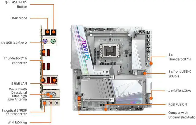 Alt view image 6 of 6 - GIGABYTE Z890 AORUS TACHYON ICE LGA 1851 Intel Z890 Extended ATX Intel Z890 Motherboard