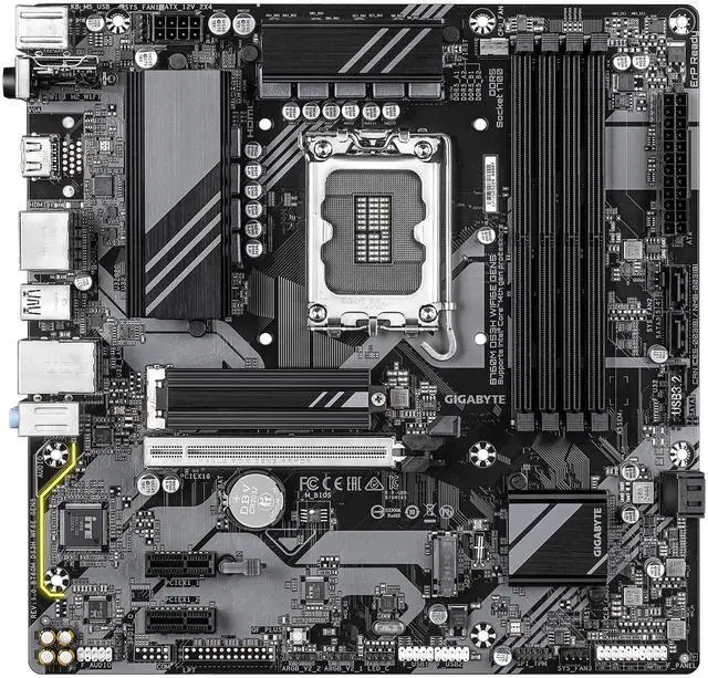 Alt view image 2 of 5 - GIGABYTE B760M DS3H WIFI6E GEN5 LGA 1700 Intel B760 M-ATX Motherboard with DDR5, M.2, PCIe 5.0, USB 3.2 Gen 2 Type-C, WIFI6E 2.5GbE LAN, WIFI EZ-Plug, PCIe EZ-Latch