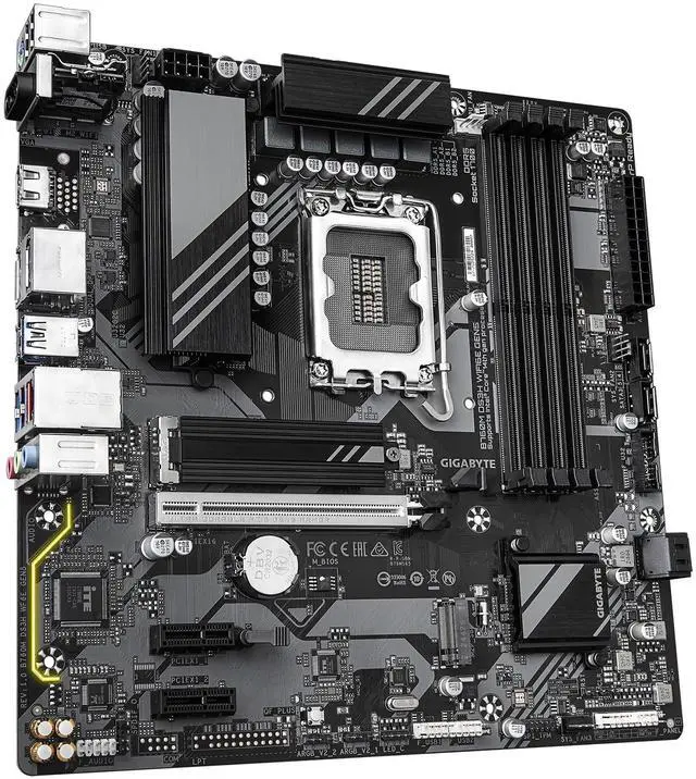Alt view image 3 of 5 - GIGABYTE B760M DS3H WIFI6E GEN5 LGA 1700 Intel B760 M-ATX Motherboard with DDR5, M.2, PCIe 5.0, USB 3.2 Gen 2 Type-C, WIFI6E 2.5GbE LAN, WIFI EZ-Plug, PCIe EZ-Latch
