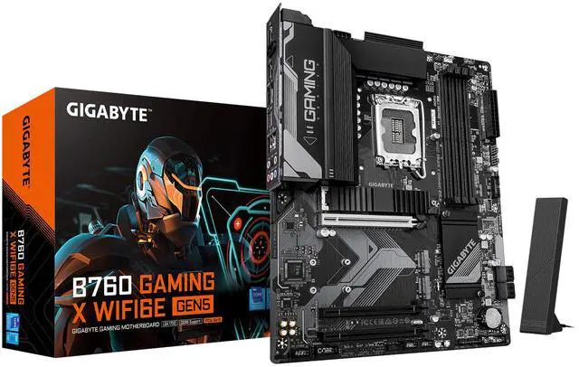 Main image of GIGABYTE B760 GAMING X WIFI6E GEN5 LGA 1700 Intel B760 ATX Motherboard with DDR5, M.2, PCIe 5.0, USB 3.2 Gen 2 Type-C, Intel WIFI6E, 2.5GbE LAN, WIFI EZ-Plug, EZ-Latch