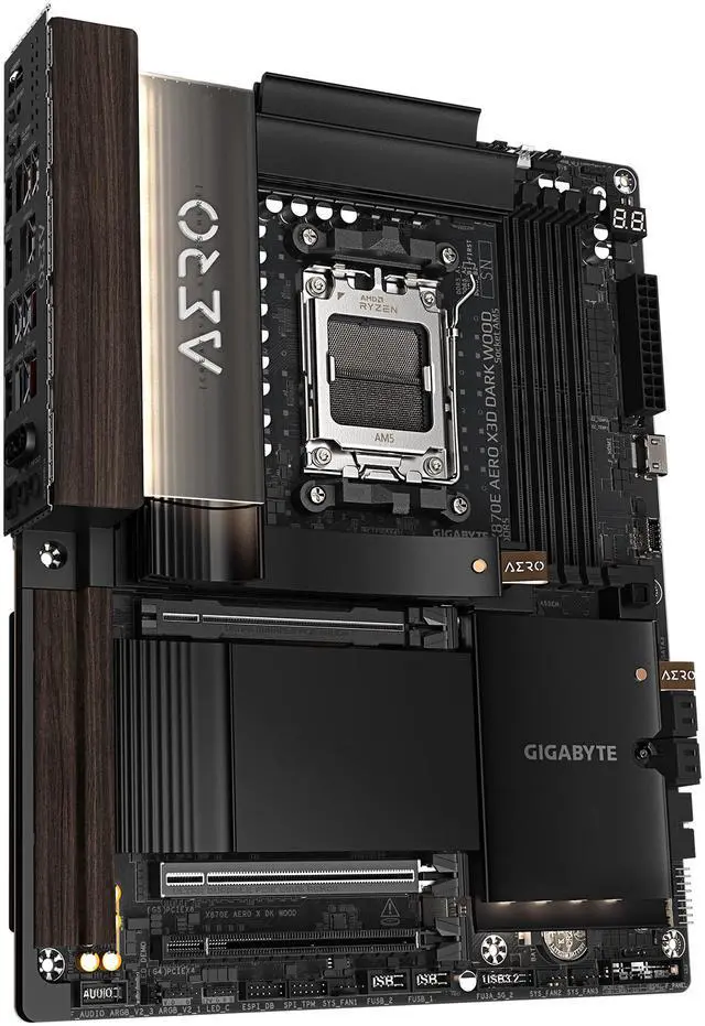 Alt view image 6 of 11 - GIGABYTE X870E AERO X3D DARK WOOD AMD AM5 ATX Motherboard, Support Ryzen 9000/8000/7000 Series, DDR5, 16+2+2 Power Phase, 4x M.2, PCIe 5.0, USB4, WIFI7, Dual 5GbE, EZ-Latch, 5-Year Warranty
