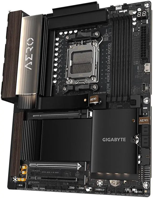 Alt view image 7 of 11 - GIGABYTE X870E AERO X3D DARK WOOD AMD AM5 ATX Motherboard, Support Ryzen 9000/8000/7000 Series, DDR5, 16+2+2 Power Phase, 4x M.2, PCIe 5.0, USB4, WIFI7, Dual 5GbE, EZ-Latch, 5-Year Warranty