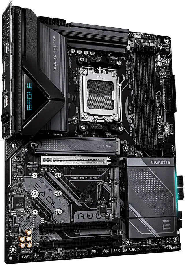 Alt view image 3 of 8 - GIGABYTE X870E EAGLE WIFI7 AMD AM5 LGA 1718 Motherboard, ATX, DDR5, 4x M.2, PCIe 5.0, USB4, WIFI7, 5GbE LAN, EZ-Latch, 5-Year Warranty