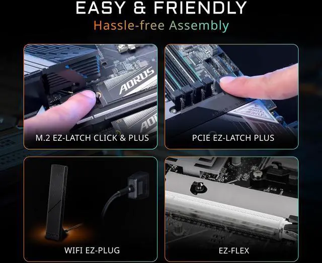 Alt view image 7 of 8 - GIGABYTE X870E EAGLE WIFI7 AMD AM5 LGA 1718 Motherboard, ATX, DDR5, 4x M.2, PCIe 5.0, USB4, WIFI7, 5GbE LAN, EZ-Latch, 5-Year Warranty