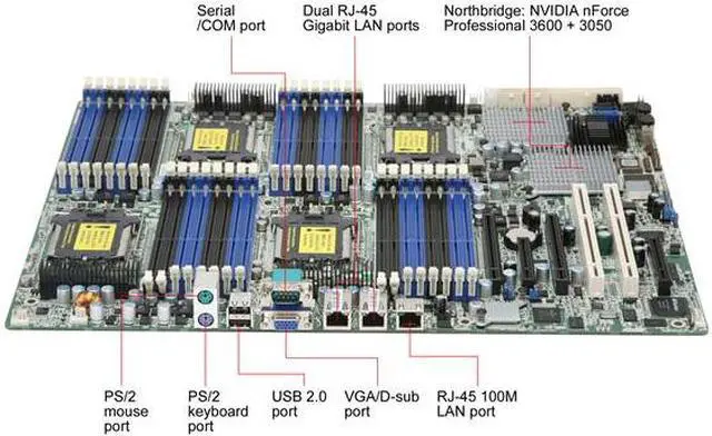 Alt view image 2 of 5 - TYAN S4989WG2NR-SI MEB Server Motherboard Quad 1207(F) NVIDIA nForce Professional 3600 + 3050 DDR2 800 - OEM