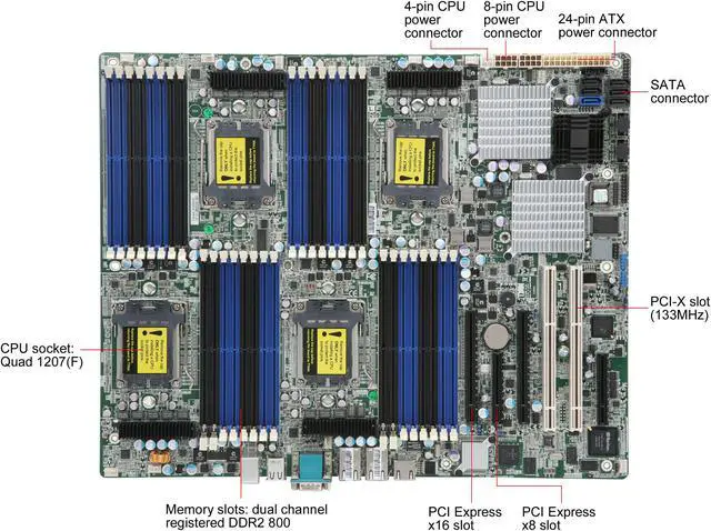Alt view image 3 of 5 - TYAN S4989WG2NR-SI MEB Server Motherboard Quad 1207(F) NVIDIA nForce Professional 3600 + 3050 DDR2 800 - OEM