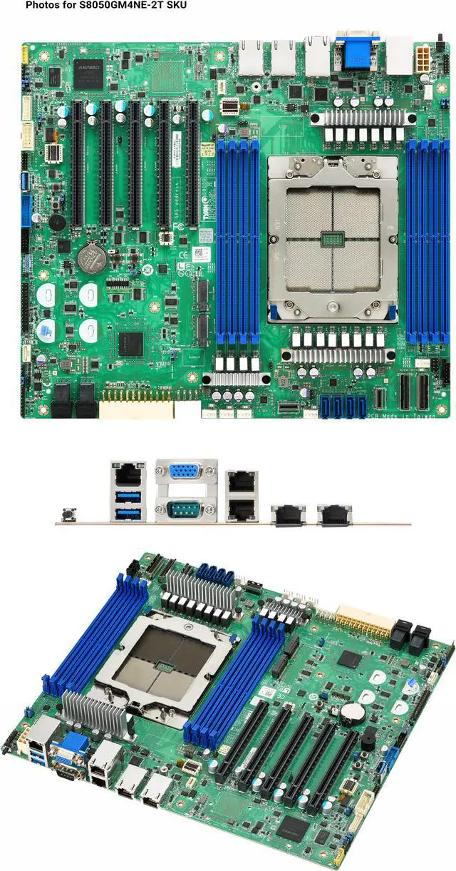 Main image of Tyan TOMCAT HX S8050 (S8050GM4NE-2T) Server Motherboard, support AMD Genoa CPU, 8 DIMM slots w/ DDR5 4800 memory support,2 10GBase-T + 2 1000Base-T LAN + 1 dedicate 1000Base-T IPMI ports.
