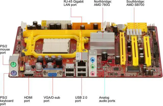 Alt view image 2 of 5 - JetWay JPA78VM5-H-LF AM2+/AM2 AMD 780V HDMI Micro ATX AMD Motherboard