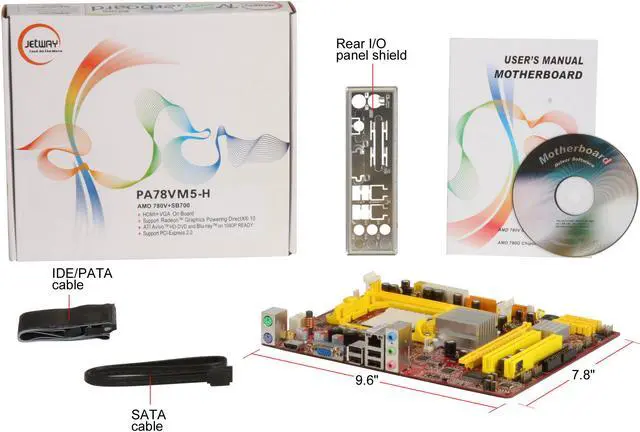 Alt view image 5 of 5 - JetWay JPA78VM5-H-LF AM2+/AM2 AMD 780V HDMI Micro ATX AMD Motherboard