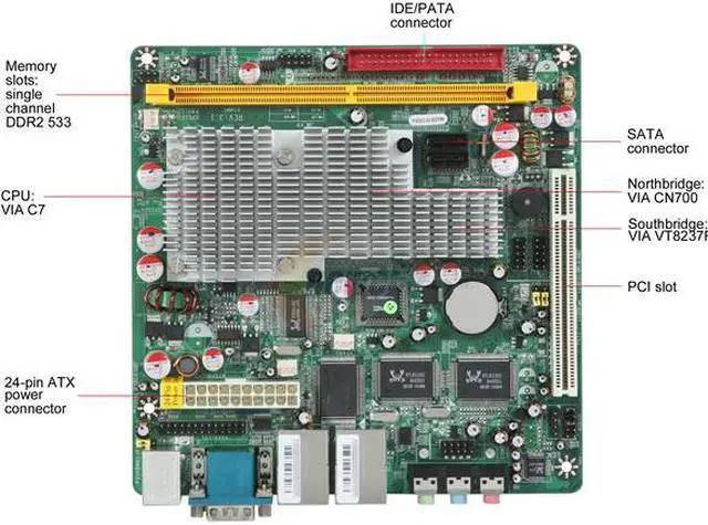 Alt view image 3 of 5 - JetWay J7F4K1G2ES-LF VIA NanoBGA C7 Processor @ FSB 400/800MHz Support 800 MHz to 2.0 GHz Core Clock and Low Voltage Edition Included VIA NanoBGA2 VIA CN700 Mini ITX Motherboard / CPU Combo